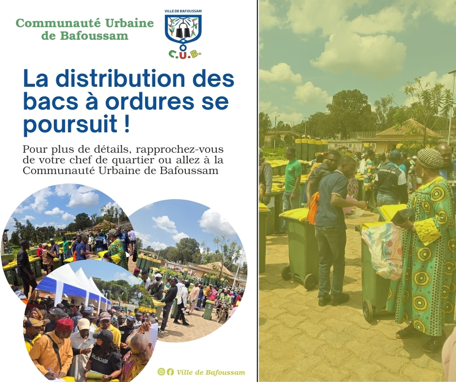 La distribution des bacs à ordures se poursuit à la Communauté Urbaine de Bafoussam